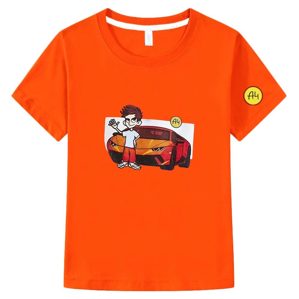 Kids A4 ެ֬ T-Shirt Cartoon Merch A4 Childrens Clothing Girls Baby Boy Clothes Short Sleeve 100%cotoon T Shirt Fami